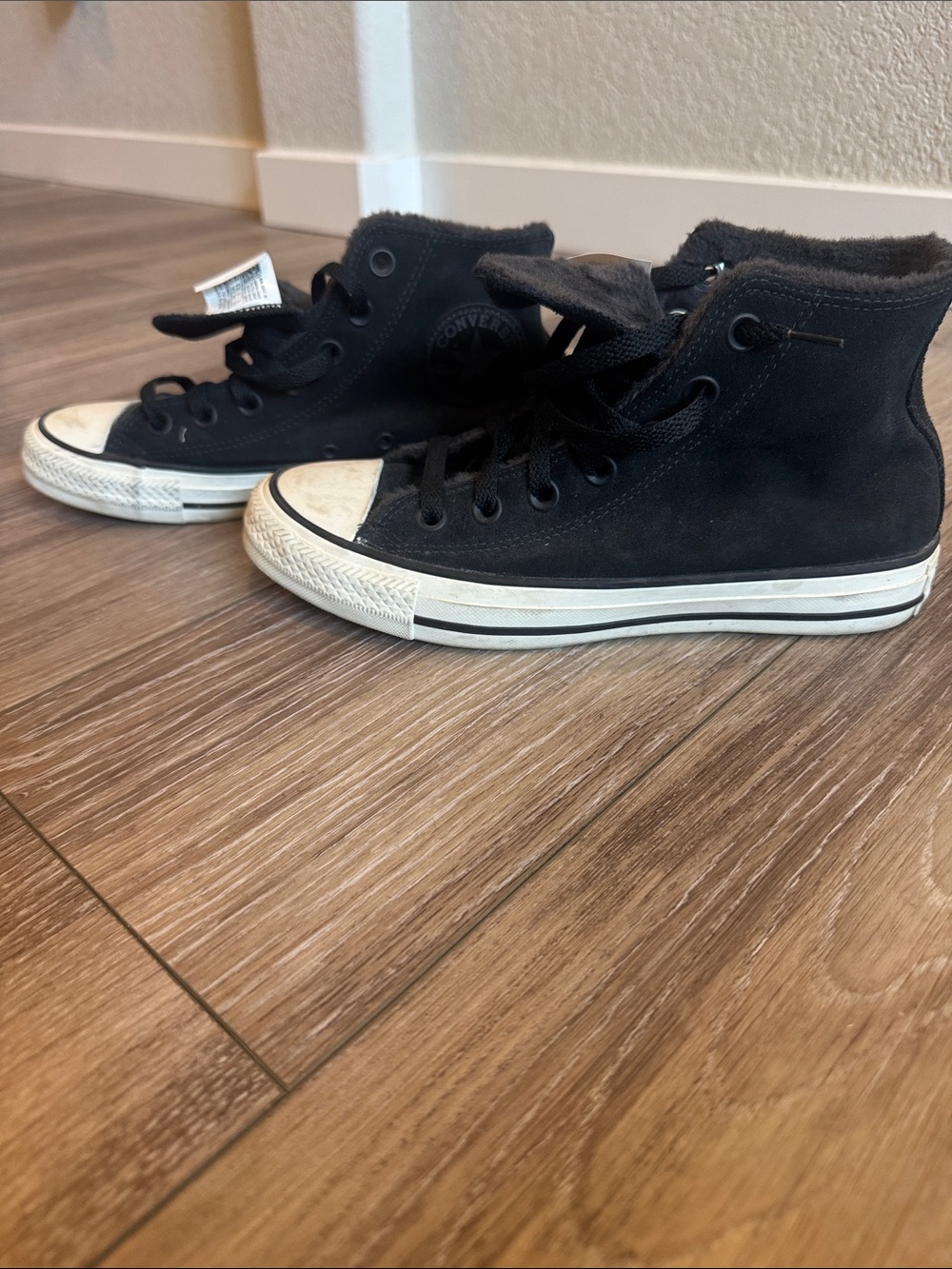 Converse Black Velvet High-Top Sneakers with White Toe Cap